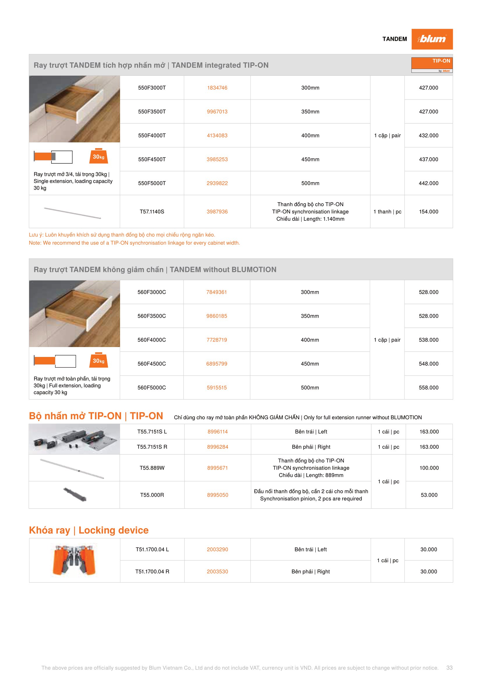 Catalogue Phụ Kiện Blum 2023 / 2024 - Trang 33