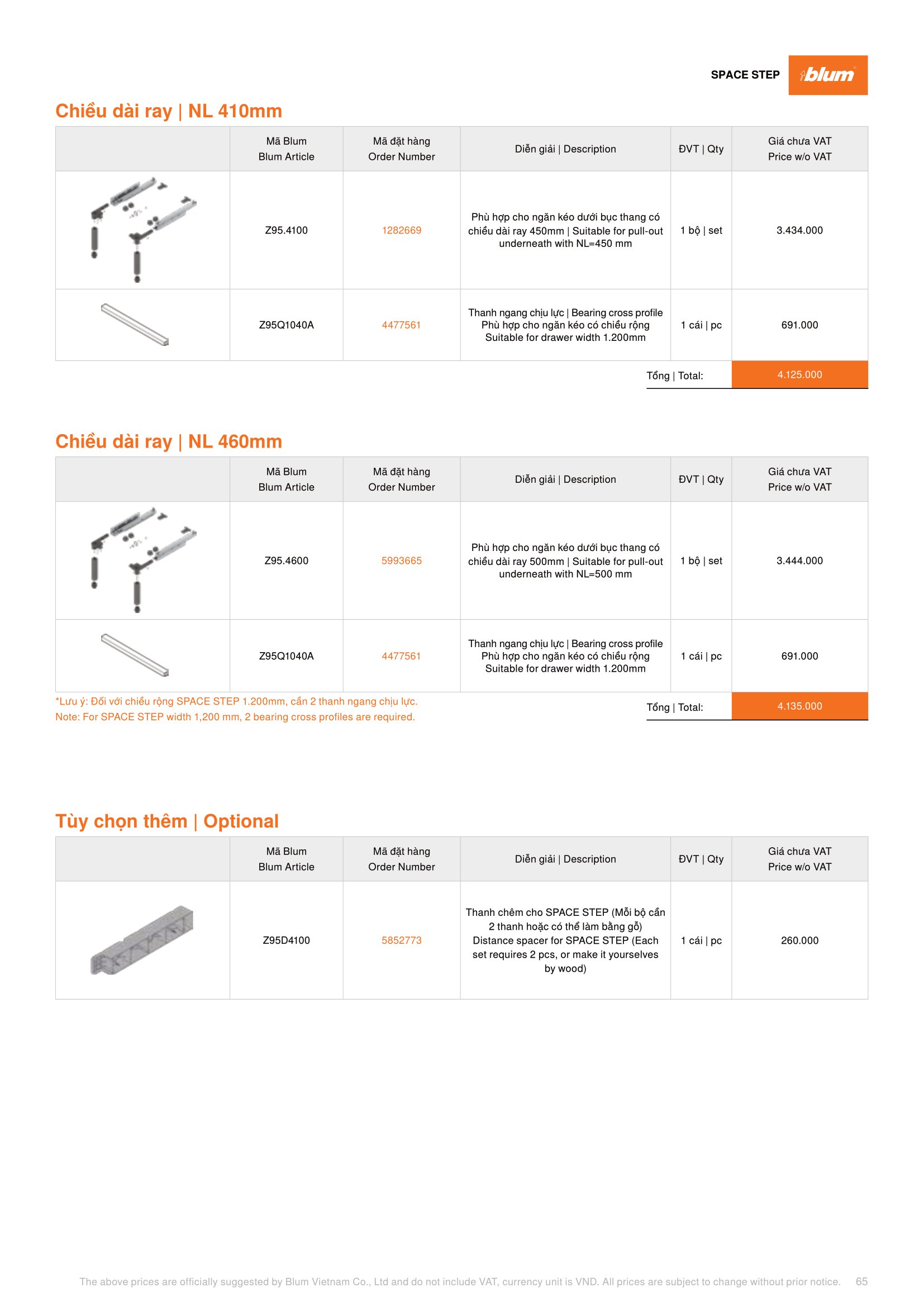 Catalogue Phụ Kiện Blum 2023 / 2024 - Trang 65