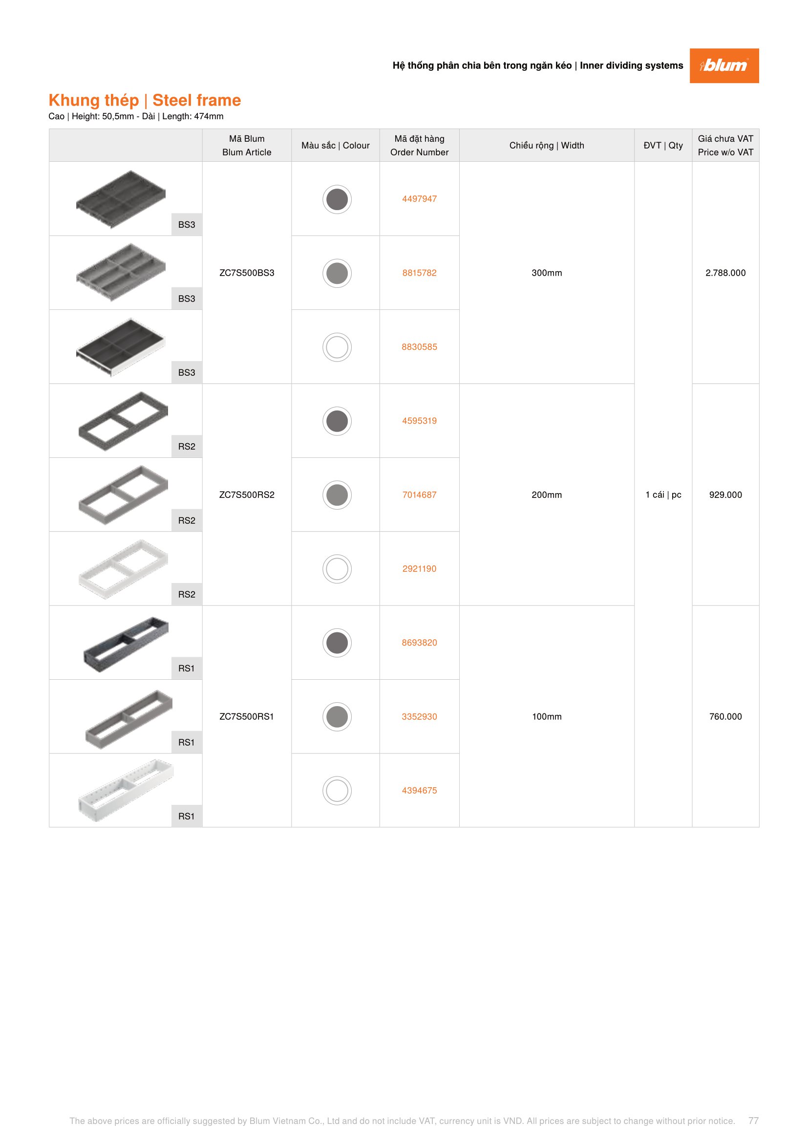 Catalogue Phụ Kiện Blum 2023 / 2024 - Trang 77