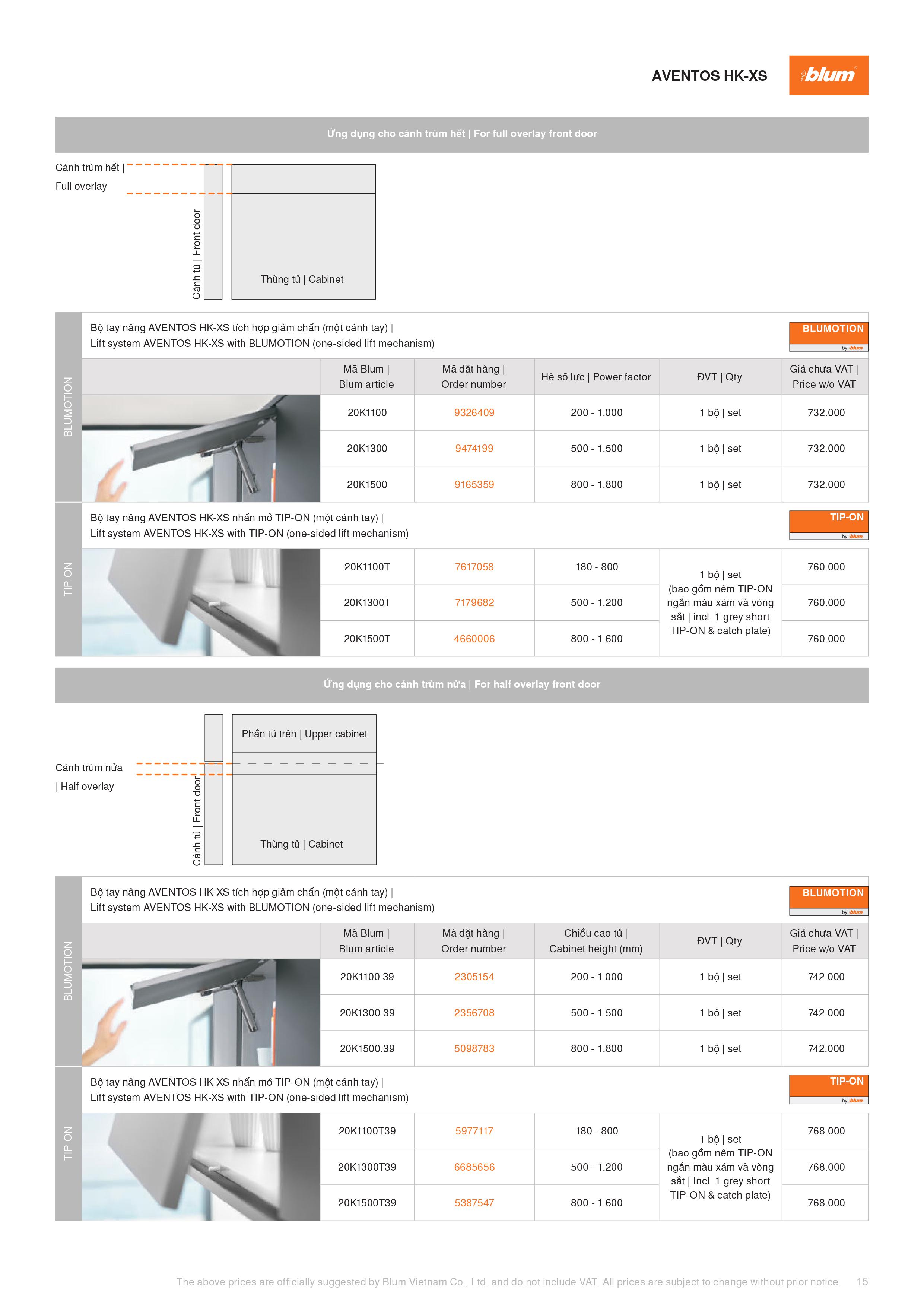 Catalogue Blum Phụ Kiện Blum 2022