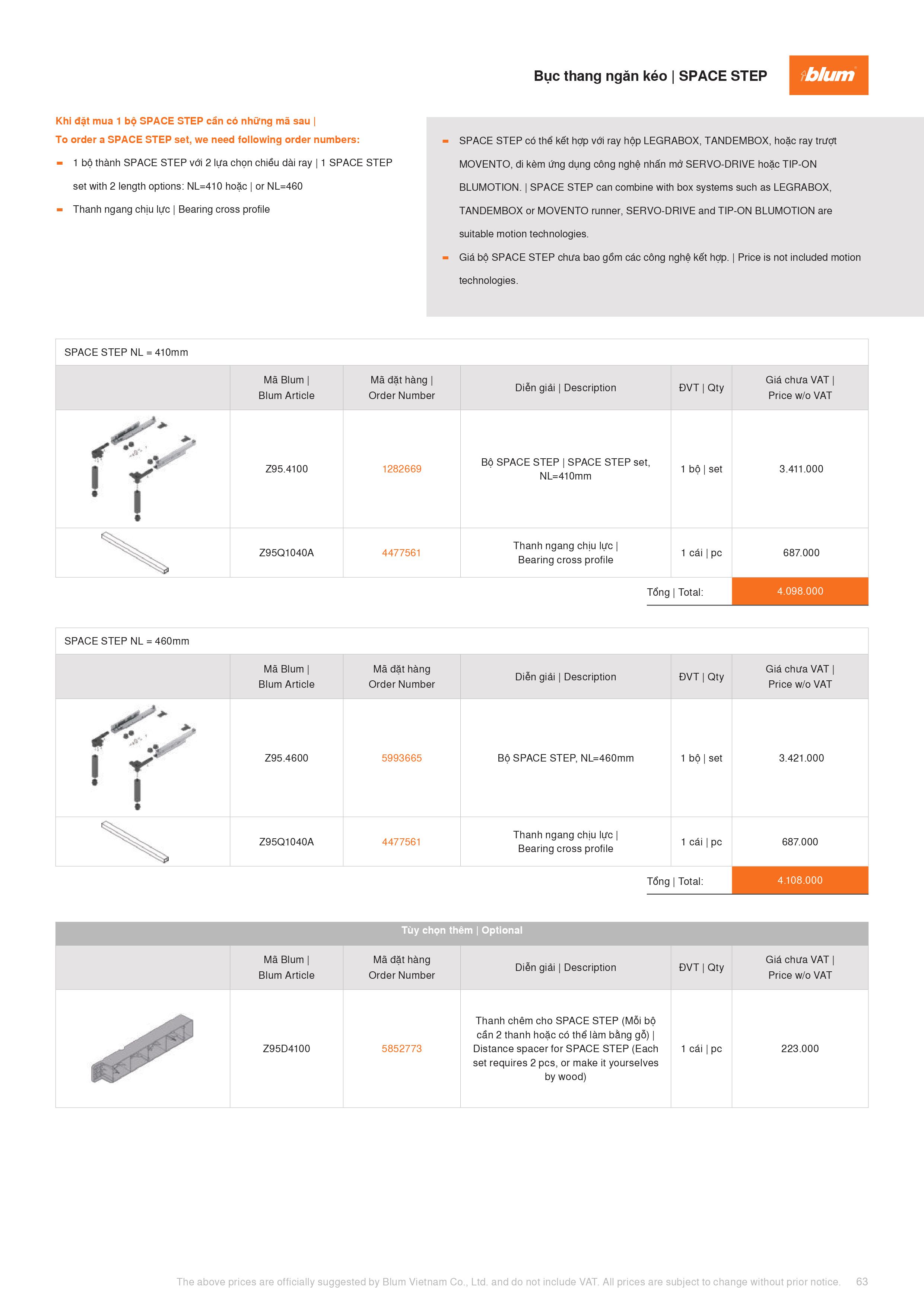 Catalogue Blum Phụ Kiện Blum 2022