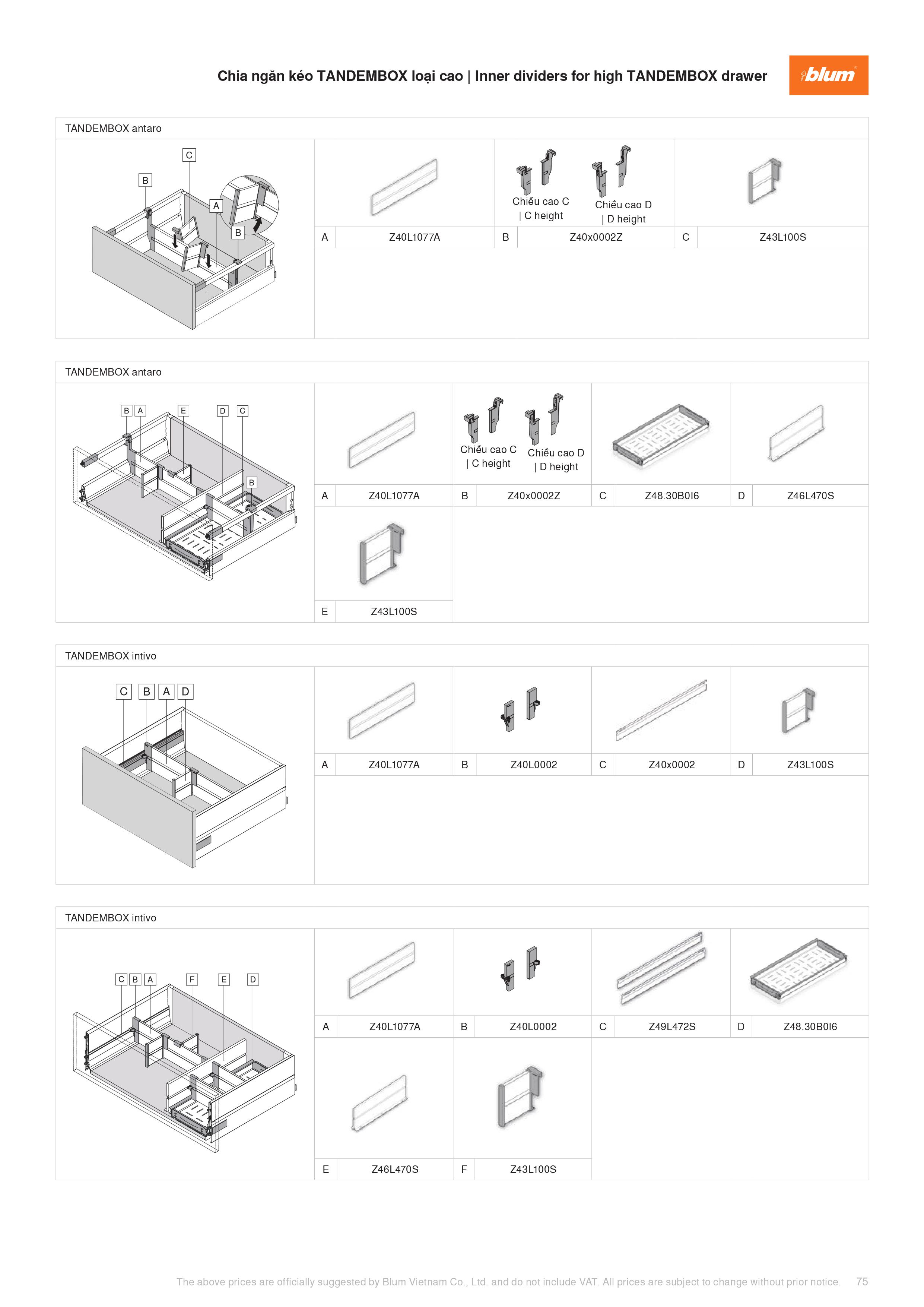 Catalogue Blum Phụ Kiện Blum 2022