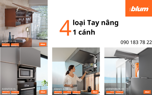 4 loại tay nâng Blum 1 cánh